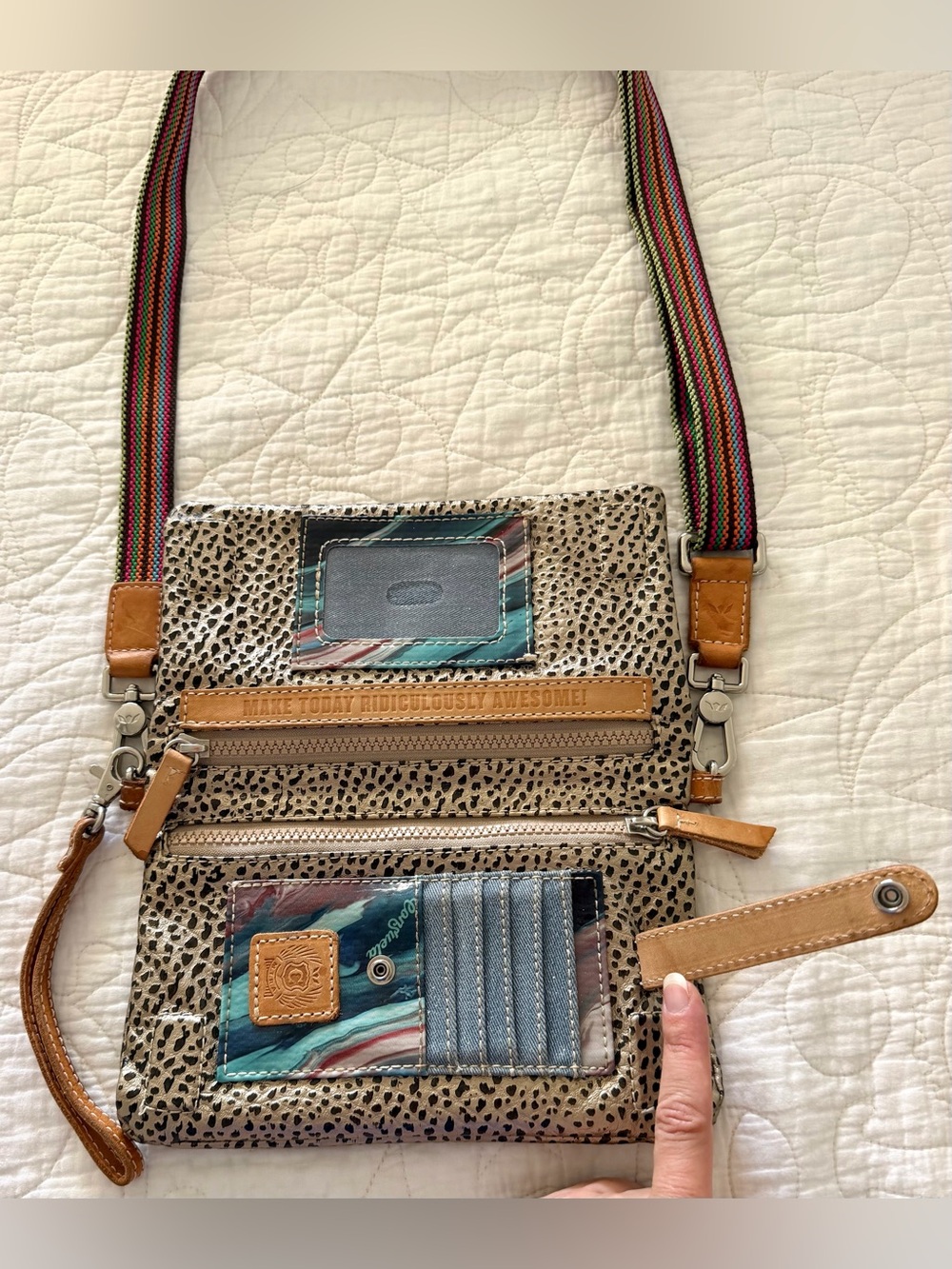 Consuela Wesley Uptown Pebbled Texture Leather Crossbody Wallet Magnetic Closure - Picture 7 of 15